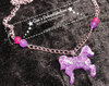 Purple pink glitter horse resin jewelry
