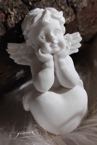 Engel mit Herz weiß handgemacht Vintage Deko