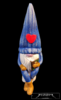 Keramik Wichtel Nr. 1 Dina sitzende mit Herz Blau
