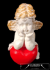 Artestone Engel Marion mit Herz in rot und goldenen Haaren und Flügeln