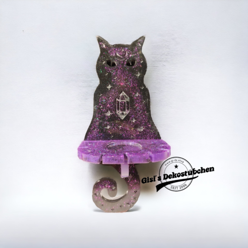 Teelichthalter / Schmuck / Schlüsselhalter Katze für die Wand in Wunschfarben