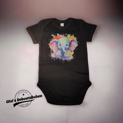 Baby Body mit Elefant Aquarell Druck, Säugling Baby, Neugeborene Neutral Outfits