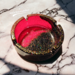 2 colored resin glitter ashtrays