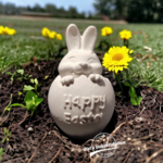 Osterdeko, Ostern, Hase aus dem Ei "Happy Easter", Deko Artikel, Keramik, weiß
